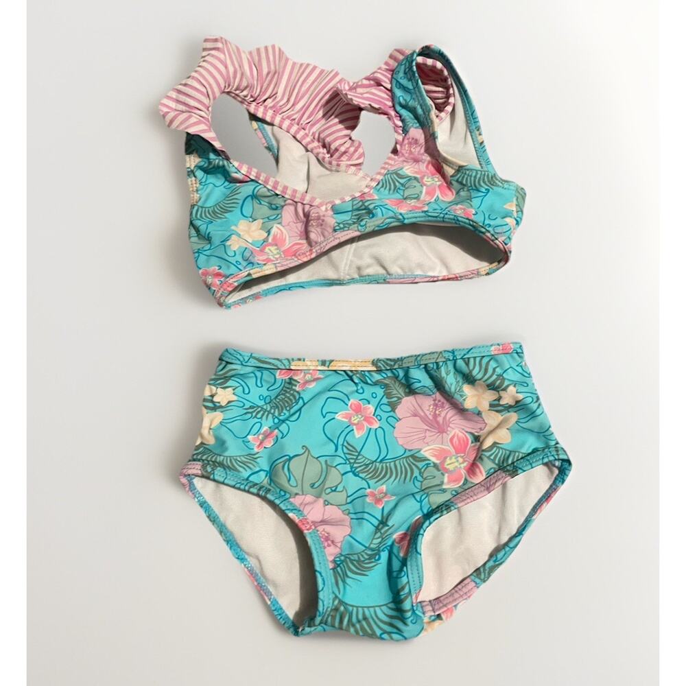 RuffleButts Toddler‎ Floral Smocked Ruffle 2-Piece Swimsuit Top & Bottom